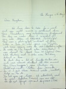 The letter written by from Maya `s-Gravesande.