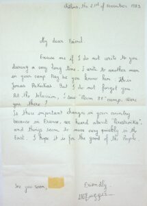 The letter written by Marie-Claude Gugger.