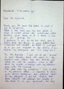 The letter written by Carla Biesterbos.