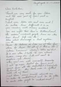 The letter written by Maya `s-Gravesande.