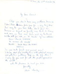The letter written by Marie-Claude Gugger.