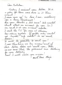 The letter written by Maya `s-Gravesande.