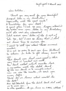 The letter written by Maya `s-Gravesande.