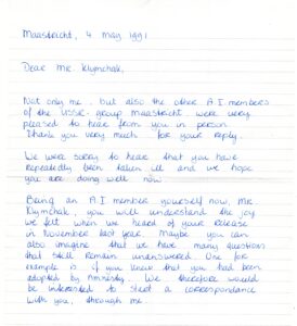 Letters written by Carla Biesterbos.