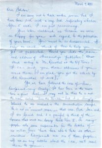 The letter written by Stan & Harriet Hendel.