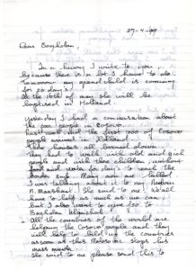 The letter written by Maya `s-Gravesande.